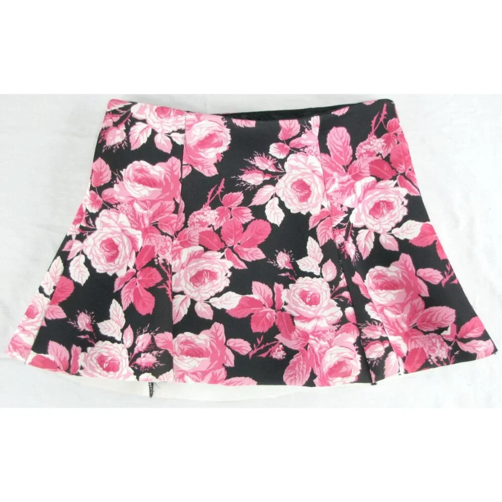 SALE! Floral Pink Flare Short Mini Skirt - Picture 1 of 4